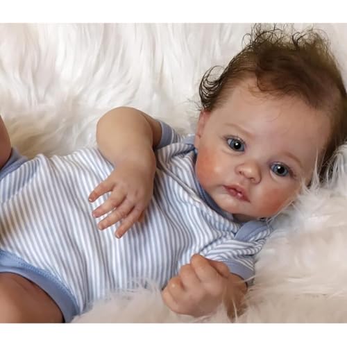 Lonian Reborn Puppen 19 Zoll handgefertigte realistische Baby-Puppen weichen Stoff Körper mit Spielzeug-Zubehör, Reborn Baby-Puppen wie EIN lebensechtes Baby (Blaue Augen) von Lonian