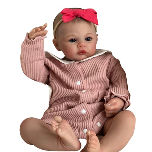 Lonian Reborn Puppen 49cm Schlafende Neugeborene Baby Silikon Vinyl Realistische Neugeborene Baby Puppen Preemie mit Weichem Körper (Brown Eyes) von Lonian