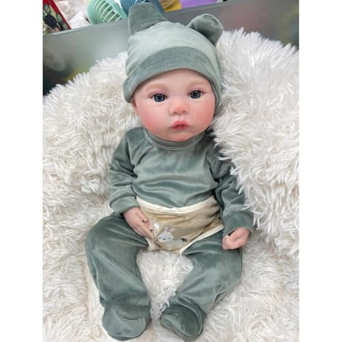 Lonian Reborn Puppen Mädchen 18 Zoll Reborn Neugeborenes Real Life Puppe Lebensechte Puppen Anatomisch korrekt Sieht aus wie EIN echtes Baby Full Vinyl Body (Blaue Augen) von Lonian