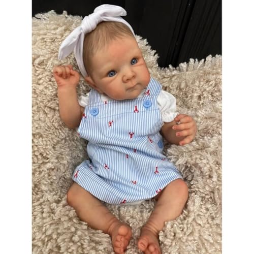 Reborn-Baby-Puppen 18 Zoll Reborn-Puppen Realistische Neugeborenen-Baby-Puppen Weicher Körper Poseable Full Vinyl Body Girl Like a Lifelike Baby with Feeding Kit von Lonian