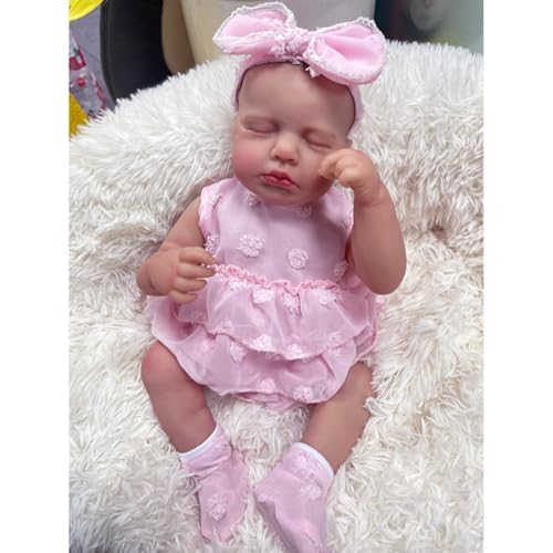 Reborn-Baby-Puppen 18 Zoll Reborn-Puppen Realistische Neugeborenen-Puppen Weicher Körper Poseable Full Vinyl Body Girl Like a Lifelike Baby with Feeding Kit (Loulou) von Lonian