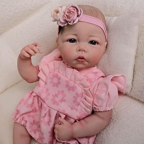 Reborn Girl Dolls 19 Zoll Reborn Realistic Newborn Poseable Full Vinyl Body Girl Like a Lifelike Baby mit Fütterung Kit für Kinder (A) von Lonian