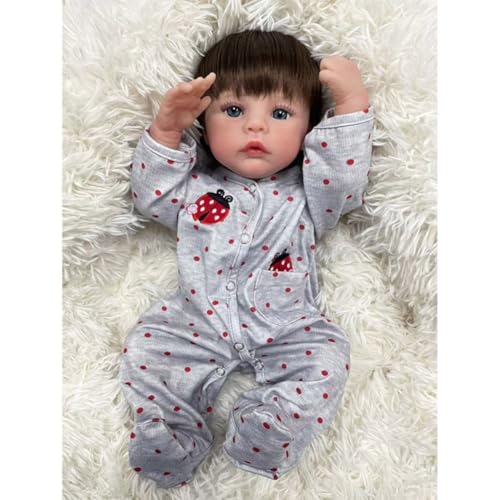 Reborn Puppen 198 Zoll Reborn Niedliche Mädchen Lebensechte Neugeborene Puppen mit Kleidung und Spielzeug Zubehör Real Life Baby Puppen (Braune Augen,Körper aus Vinyl) von Lonian