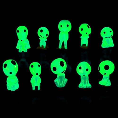 Aliens aus Harz, 10 Blaue Mini-Aliens, Mini-Aliens aus Harz zum Basteln, Q-Board Mini-Aliens männlich, Blaue Farbe Aliens Mini-Puppen, DIY Topfpflanzen Mikro Landschaft Dekoration liefert (Green) von Lonimia