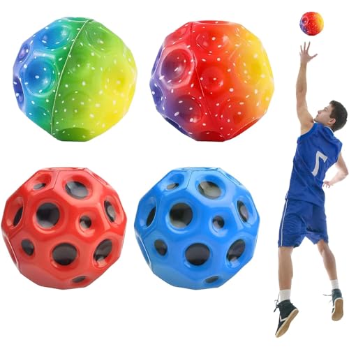 Lonimia Moon Ball, 4 Stück Jump Ball Gradient Moon Ball Hohe Springender Gummiball Hohe Sprünge Gummiball Space Ball Bounce Ball Bouncing Hohe Bounce-Loch-Ball Mondball Lavaball für Kinder (Farbe) von Lonimia