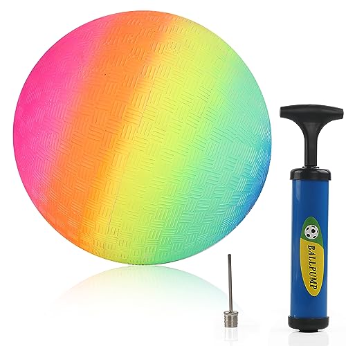 PVC Regenbogen Ball, Bouncy Kickball, Fußball Softball, PVC Kinder Spielball, Mehrfarbig Regenbogen Ball Kinder, Regenbogen Ball Kinder, Strandball mit Pumpe, Kinder Spielball Für Drinnen Und Draußen von Lonimia