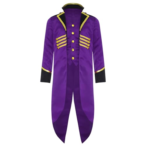 Loodgao Jungen Edel Frack Jacke Unregelmäßige Anzugjacke mit Anzugweste Märchen Piraten Vampire Uniformen Oberbekleidung Violett 122-128 von Loodgao