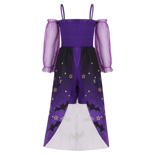 Loodgao Mädchen Schulterfrei Kleider mit Trägern Halloween Kostüm Elegant Tunika Unregelmäßig Rock Elegant Partykleider Prinzessin Cosplay Outfits Violett 104-110 von Loodgao