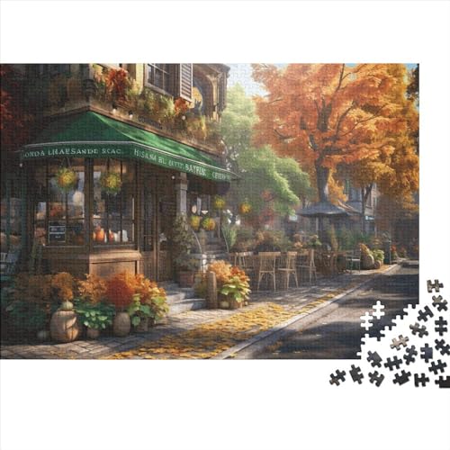 Coffee Street 1000 Stück Puzzles Für Erwachsene Teenager Stress Abbauen Familien-Puzzlespiel Mit Poster in 1000-teiliges Puzzle Kinder Lernspiel Spielzeug Geschenk Puzzel 1000pcs (75x50cm) von Loongboy