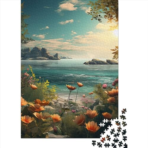 Flowers and Sea 1000 Teile Puzzle Für Erwachsene, Hochwertige Recycelbare MateriAußerirdische Und Druck Puzzlespiel, Familienspiel, Geschenk Für Liebhaber Oder Freunde Puzzel 1000pcs (75x50cm) von Loongboy