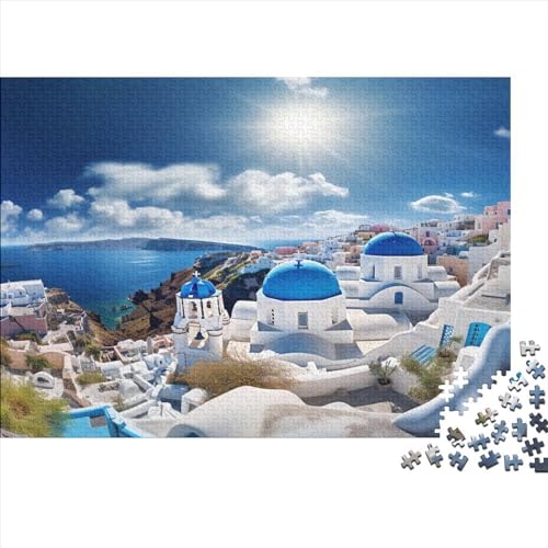 Santorini Island,Aegean Sea Puzzle 1000 Teile,Puzzle Für Erwachsene, Impossible Puzzle, GesKükenlichkeitsspiel Für Die Ganze Familie,Puzzle Farbenfrohes,Puzzle-Geschenk,RaumdekoRatteion Puzzel 1000pcs von Loongboy