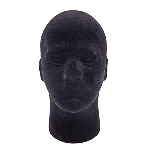 Lopbinte Maennliche Styropor Schaum Mannequin Gliederpuppe Kopf Modell Peruecken Glaeser Display Staender Schwarz von Lopbinte