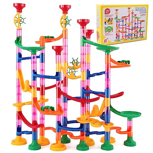 133 Stück Murmelbahn Spielzeug,Mehrfarbige Marble Run Set, Kugelbahn Lernspielzeug Konstruktionspielzeug für Kinder Mädchen Jungen,Murmelbahn ab 3 Jahren(103 Durchscheinende Bahnelemente + 30 Murmeln) von Loppdece