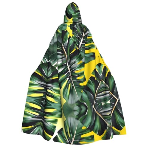 Loppott Kapuzenumhang mit tropischem Bananenpalmenblatt-Druck, für Erwachsene, Halloween, Weihnachtsfeiern, Cosplay-Kostüm, Kapuze, Karnevalsumhang von Loppott