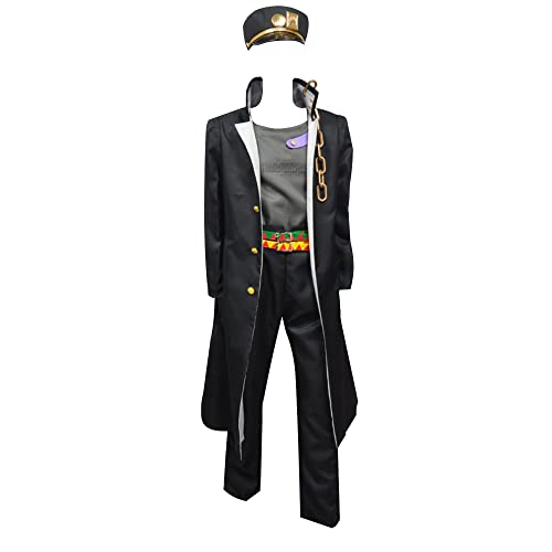 Lordancen Jotaro Kujo Cosplay-Kostüm, schwarzes Outfit, inkl. Jacke, Weste, Hose, Hut (männlich L) von Lordancen