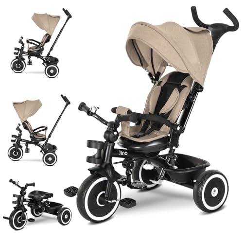 Lorelli Dreirad Tino ab 1 Jahr mit Schubstange, Sicherheitsgurt, 360 drehbar, Tricycle, Verstellbarer Elterngriff, Freilaufrad Funktion, Spielzeugkorb, Beige Lorelli Dreirad Tino ab 1 Jahr mit Schubstange, Sicherheitsgurt, 360 drehbar, Tricycle, Verstellbarer Elterngriff, Freilaufrad Funktion, Spielzeugkorb, Beige von Lorelli