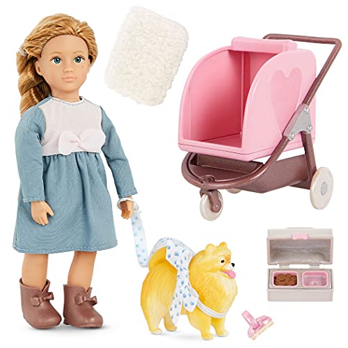 Lori Puppe Siena und Hund – Mini Puppe 15 cm mit Puppenkleidung, blonden Langen Haaren, Puppen Zubehör – Spielzeug für Kinder ab 3 Jahre von Lori