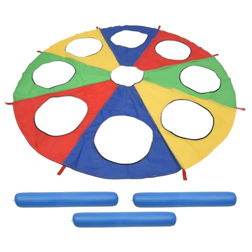 Losueeun Regenbogen Fallschirm Fall Schirm 6 Fuß, Spielen Fallschirm AußEn Spiel (W-Maus) AktivitäTs Spielzeug mit 3X Air Sticks 2M von Losueeun