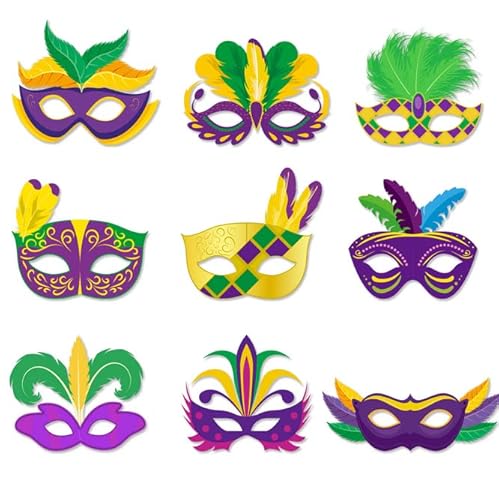 Losuya 9pcs Karneval Thema Party Papier Maske Feder Maske Augenmaske Dekoration Mardi GRAS Kostüm Ball Fotografie Requisiten von Losuya