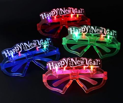 Losuya LED-Brille für Kinder und Erwachsene, blinkende Silvesterbrille, Silvesterbrille, Silvesterbrille, Partydekoration, Gastgeschenke, 4 Stück von Losuya