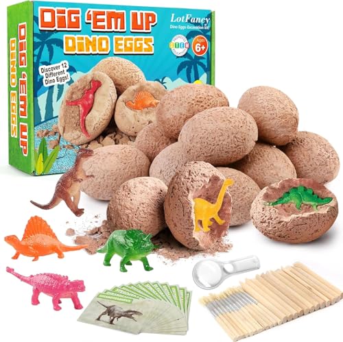 LotFancy Dino Ausgrabungsset für Kinder, Dinosaurier Spielzeug ab 6 7 8 9 10 Jahre, Dino Ei Ausgraben, Experimentierset für Kinder, Geschenk für Jungen und Mädchen von LotFancy