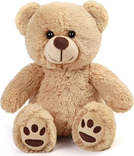 LotFancy Teddybär Plüschtier Kuscheltiere 25cm, Teddy Bär Klein Braunbär Süße Stofftier Spielzeug, Geschenke für Kinder Mädchen Freundin, Geburtstag Valentinstag, Hellbraun von LotFancy