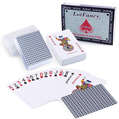 LotFancy 2X Plastik Pokerkarten, 54 wasserdichte Spielkarten, Poker Kartendeck aus Kunststoff, Profi Standard Playing Cards von LotFancy