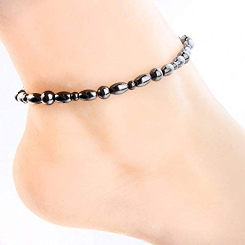 Lottoyday 1/2 / 3 STÜCKE Frauen Männer Magnetische Fußkettchen Hämatit Stein Knöchel Armband, Gesundheitswesen Schwarz Therapie Schmuck (3 STÜCKE) von Lottoyday