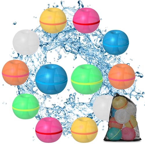 Lottsall Wasserbomben Wiederverwendbar Magnet, Silikon Wiederverwendbare Wasserballons Selbstschließend Wiederbefüllbare Wasserbomben für Wasserspielzeug Kinder Pool von Lottsall