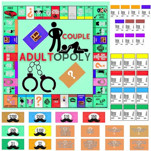 Lotvic Adultopoly Board Game, Couple Board Game, Couple Adult Opoly, Couple Adult Opoly Board Game, Paarspiele für Erwachsene, Gesprächskarten für Paare von Lotvic