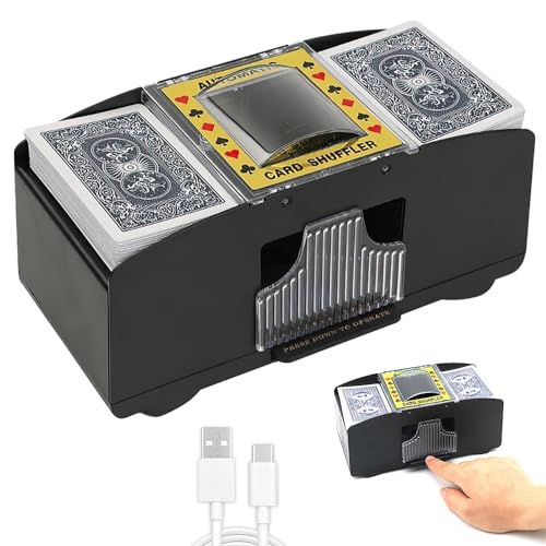 Lotvic Automatischer Kartenmischer, 2 Decks, Kartenmischmaschine Elektrische, Spielkartenmischer, Kartenmischmaschine, Batterie- oder USB-Stromversorgung, für Heimkartenspiele, Rommé, Blackjack von Lotvic