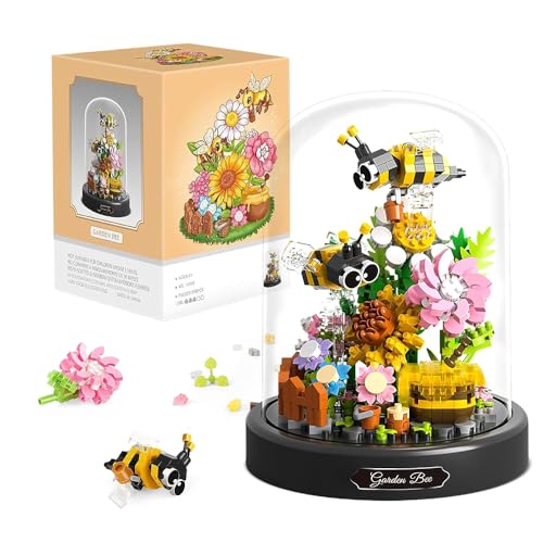 Lotvic Blumen Bausteine Set, Biene Blumen Micro Mini Baustein Set 588 Teile, Blumen Insekten klemmbausteine Bausteine, Künstliche Blumen Botanische Sammlung, Geschenke für Kinder und Erwachsene von Lotvic