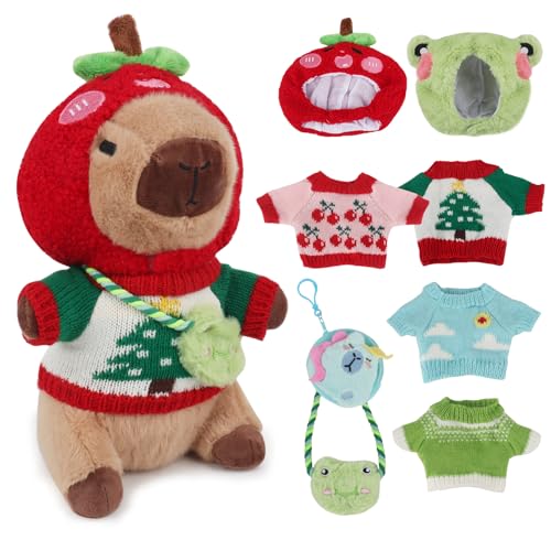 Lotvic Capybara Kuscheltier, Capybara Plüschtier, 23cm Niedliche Weiche Wasserschwein Kuscheltier mit Kleidung und Accessoires, Plüschtier Wasserschwein, Anziehspielzeug für Mädchen Und Jungen Lotvic Capybara Kuscheltier, Capybara Plüschtier, 23cm Niedliche Weiche Wasserschwein Kuscheltier mit Kleidung und Accessoires, Plüschtier Wasserschwein, Anziehspielzeug für Mädchen Und Jungen von Lotvic