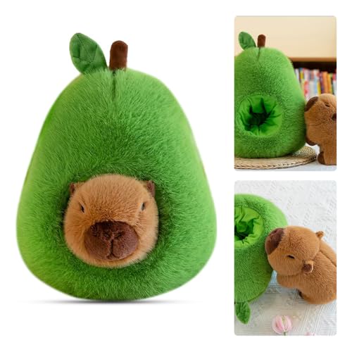 Lotvic Capybara Kuscheltier, 35cm Avocado Capybara Plüschtier, Niedlichen Capybara Plushies, Abnehmbar Plüschtier 2 In1, Kuscheltier Capybara, Avocado-Capybara, für Home Deko Kinder Geschenke von Lotvic