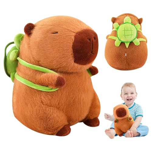 Lotvic Capybara Plüschtier, 23CM Niedliche Capybara Kuscheltier, Capybara Tragende Schildkröte, Niedlichen Capybara Plushie, Capybara Stofftier, Geburtstagsgeschenk für Kinder von Lotvic