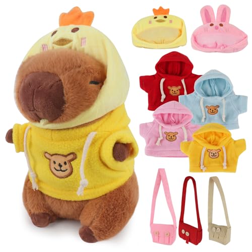 Lotvic Capybara Kuscheltier, Niedlichen Capybara Plushie, 23cm Wasserschwein Kuscheltier mit Kleidung und Rucksäcken, für Home Deko Kinder Geschenke Lotvic Capybara Kuscheltier, Niedlichen Capybara Plushie, 23cm Wasserschwein Kuscheltier mit Kleidung und Rucksäcken, für Home Deko Kinder Geschenke von Lotvic