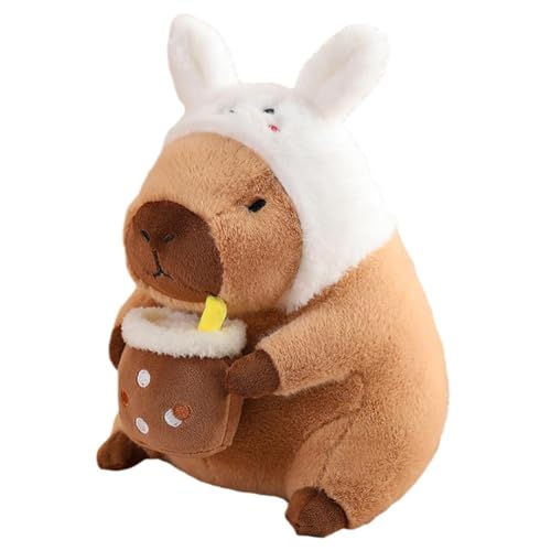 Loufy Capybara-Plüschtierkissen, Süßes Capybara-Stofftier, Weiches Capybara-Plüschtier-Puppenkissen, Gefülltes Capybara-Spielzeug, Ca. 40 cm Hoch A von Loufy