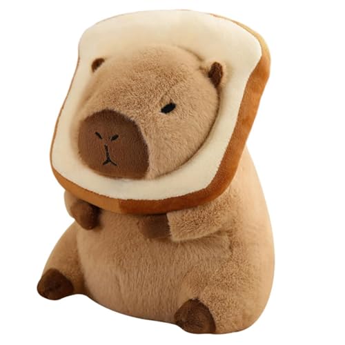 Loufy Süßes Capybara Plüschkissen mit tragbarer Kopfbedeckung, Kawaii-Brot, Plüschtiere Capybara, Umarmungen, Geschenke, einfach zu installieren, 40 cm von Loufy