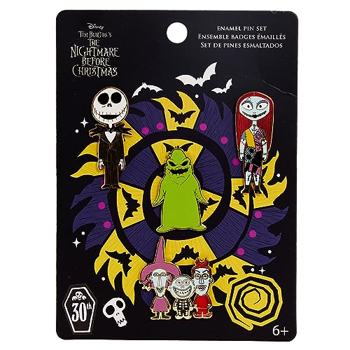 Loungefly PIN - The Nightmare Before Christmas 30th Enamel Pin Set - The Nightmare Before Christmas Emaille-Nadeln - Amazon-Exklusiv - Niedliche Brosche Zum Sammeln - Für Rucksäcke & Taschen von Loungefly