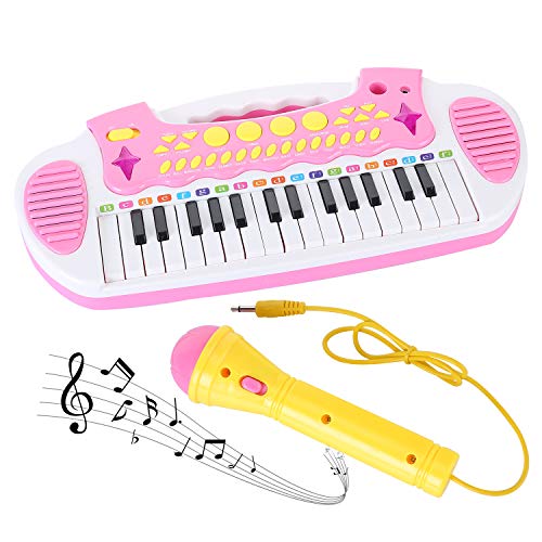 Piano Toys Keyboard für 1 2 3 4 5 Jahr alte Mädchen Geburtstagsgeschenk Kleinkind Musik Spielzeug Instrument mit Mikrofon 31 Tasten Rosa von Love&Mini