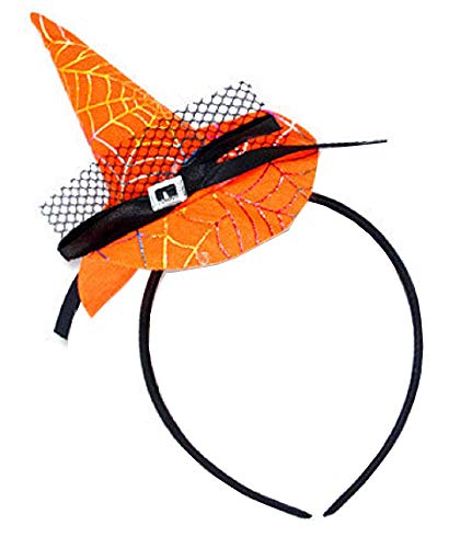 LoveLegis Hexenhut Stirnband - Halloween - Accessoires - Kopfbedeckung - Kostüm - Verkleidung - Cosplay - Spinnennetz - Orange - Schwarz - Karneval von LoveLegis