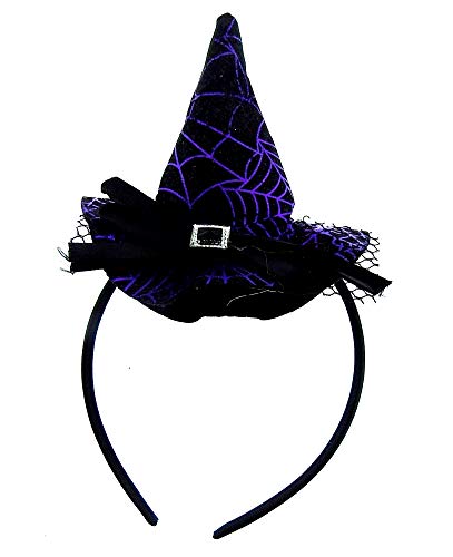 LoveLegis Hexenhut - Stirnband - Halloween - Accessoires - Kopfbedeckung - Kostüm - Verkleidung - Cosplay - Spinnennetz - Schwarz - Lila - Geschenkidee für Weihnachten und Geburtstag von LoveLegis