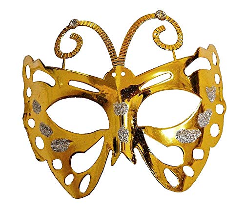 LoveLegis Venezianische Maske - Schmetterling - bunt - Kostüm - Kostüm - Karneval - Halloween - Cosplay - Frau - Mädchen - Geschenkidee für Weihnachten und Geburtstag - Gold von LoveLegis