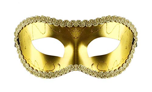 LoveLegis Venezianische Maske - goldene Farbe - starr - Glitzer - Stoff - Verkleidung - Kostüm - Karneval - Halloween - Cosplay - Accessoires - Mann - Frau von LoveLegis