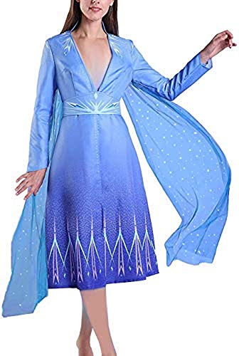 Lovelegis Kostüm Prinzessin Damen – Erwachsene – Elsa – Karneval – Verkleidung – Halloween – 2 – Cosplay – Geschenkidee – Geburtstag – Farbe Blau – Größe S von LoveLegis