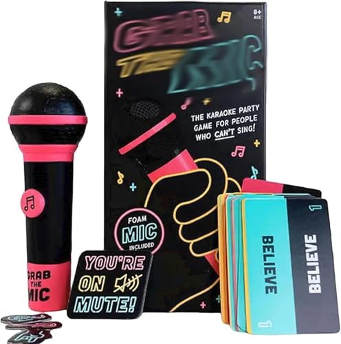 Grab That Mic Spiel, 2025 Neues Grab Mic Partyspiel, Grab Mic Party Game, Drop The Mic Game,Familien-Karaoke-Spiel- 125 Liedkarten geeignet for 2-10 Spieler (1 Stück) von Lovehomily