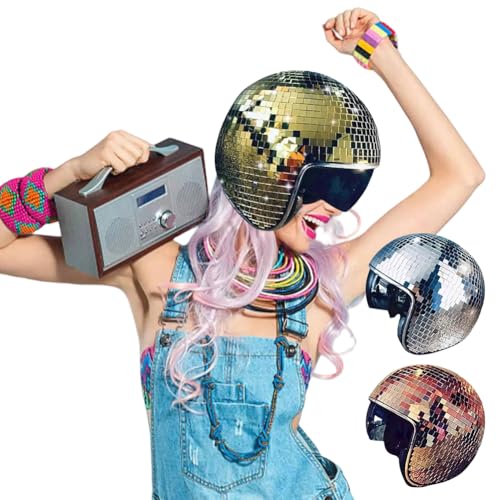 Lovehomily Klassischer Disco-Helm, Spiegel, glitzernde -Helme, Hut for Party (Gold) von Lovehomily