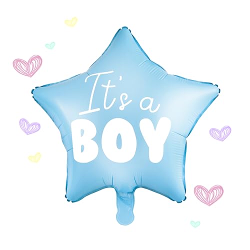 Folienballon It`s a BOY| für Helium oder Luft | Gender Reveal Babyshower Babyparty Dekoration Luftballon Junge Hellblau Weiß Luftballon Deko Stern| WIEDERVERWENDBAR von Lovely Balloon