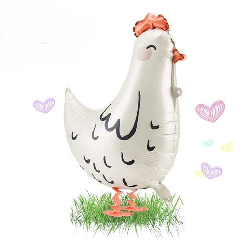 Süßer Folienballon Henne Ballon Bauernhof Osterhenne Deko Geburtstag Osterdeko Geschenke Kinder Dekoballon Kindergeburtstag Huhn Hühner Chicken Bauernhoftiere WIEDERVERWENDBAR von Lovely Balloon