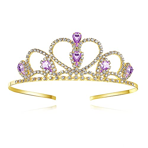 Lovelyshop Lila Edelsteine Strass Gold Tiara für kleines Mädchen in Halloween Geburtstag Prinzessin Party von Lovelyshop